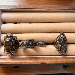 Vintage Style Bronze Rings Set